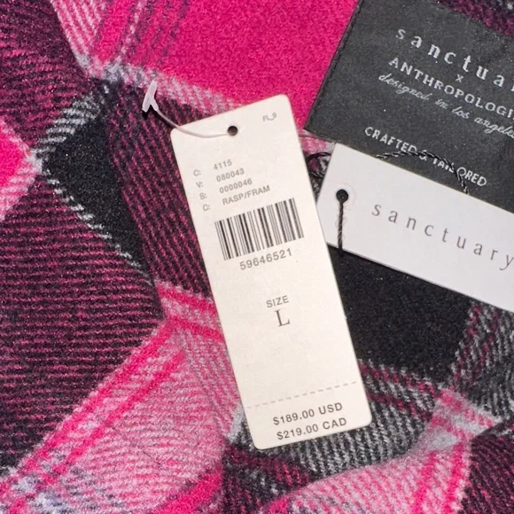 sanctuary x Anthropologie Fuchsia and Black Plaid Long Sleeve Dress - Picture 5 of 8